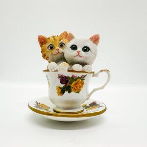 Hamilton Collection Purr-fectly Tea-lightful Cats Teacup Orange Floral Grandma